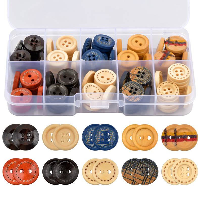 Wooden Buttons Handmade Wood Crafts Buttons Multiple Style - Temu